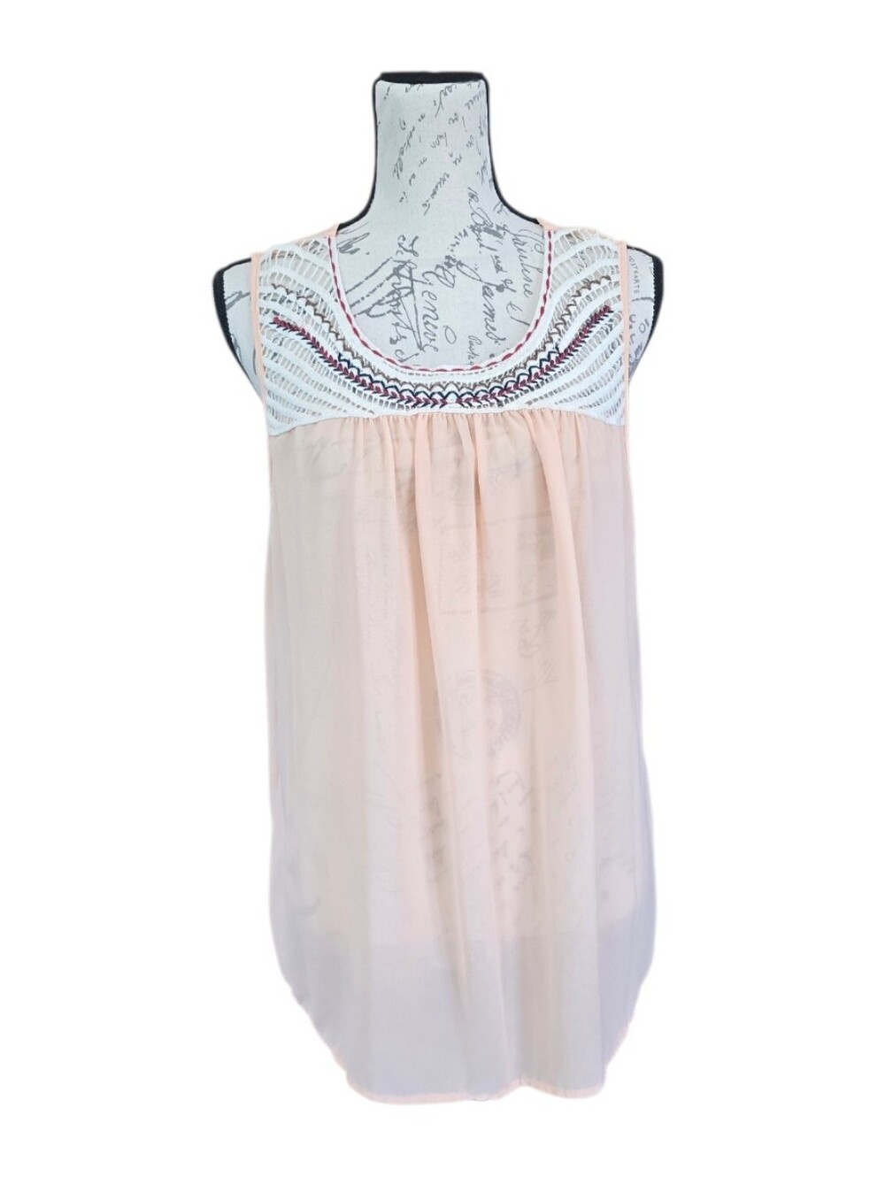 Umgee Peach Sheer Sleeveless Blouse  L